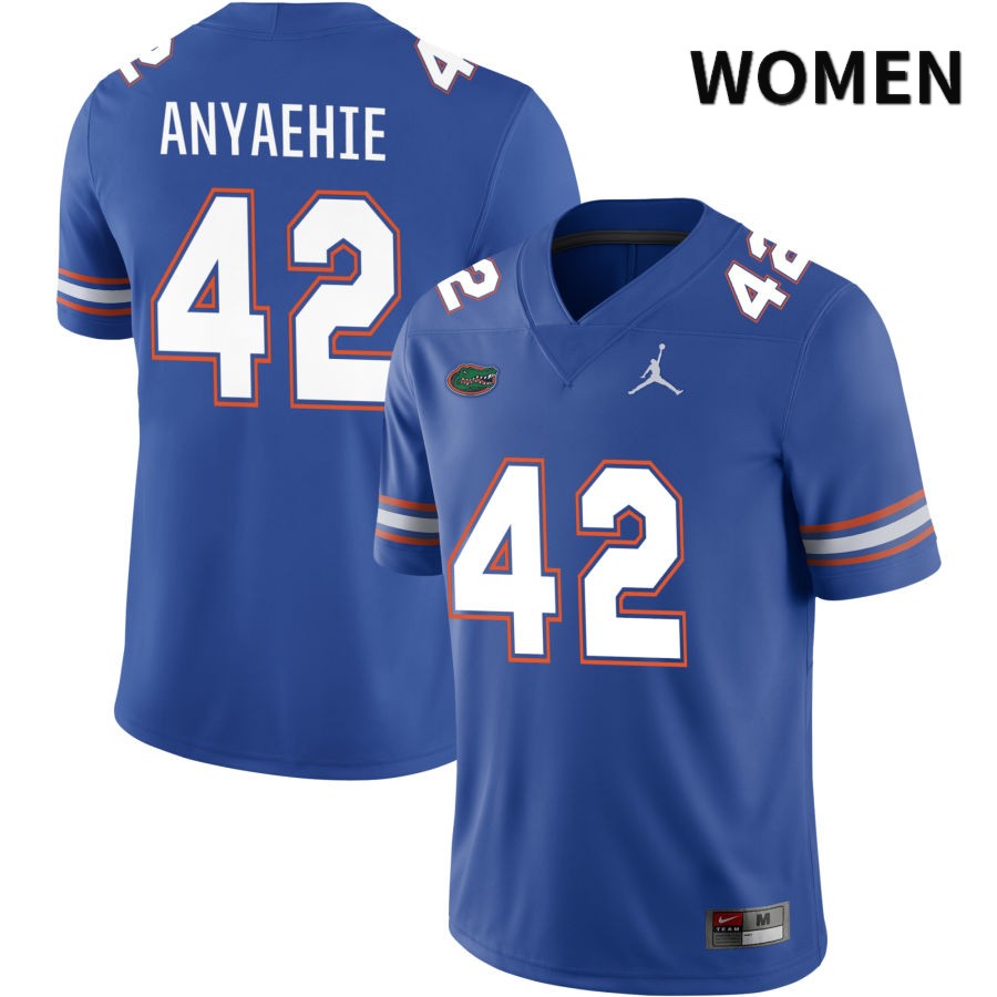 NCAA Florida Gators Kenny Anyaehie Women's #42 Jordan Brand Royal 2022 NIL Stitched Authentic College Football Jersey RPA7364IX